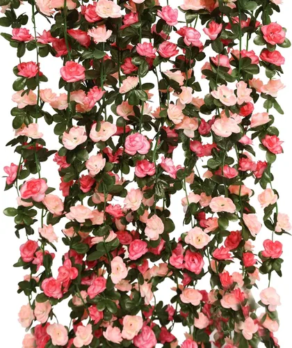 Miniatura 15 de PARTY JOY 8 piezas 65.6 pies Guirnalda de Flores, Vid de Rosa Falsa Flores Artificiales Guirnalda de Hiedra Rosa Colgante para Decoración de Pared
