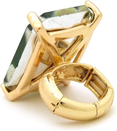 Miniatura 4 de Fashion 21 Anillo elástico de piedra colorida de cristal extra grande para mujer