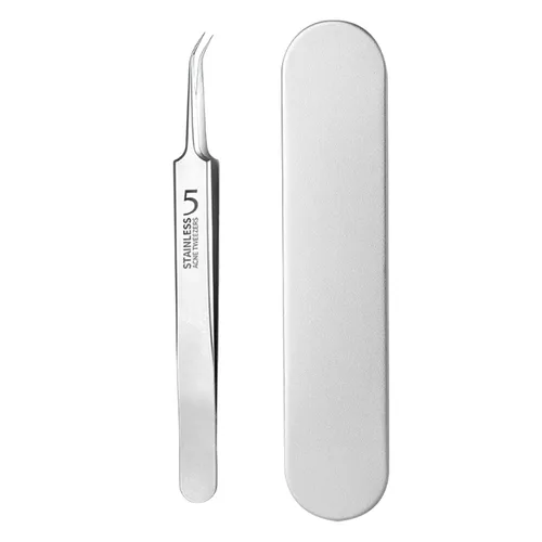 Miniatura 12 de Pinzas para eliminar espinillas de acné, con caja, de acero inoxidable, extractor de puntos negros, para salón de belleza y hogar plateado