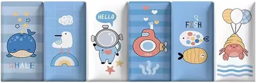Miniatura 27 de Paneles de pared 3D autoadhesivos para cabecero de 70.86 pulgadas, diseño de dibujos animados suave anticolisión, acolchado decorativo de pared