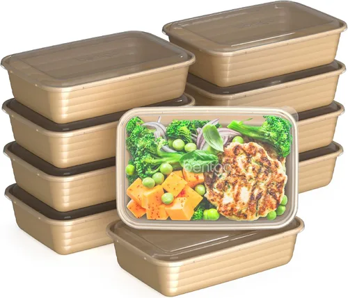 Bentgo Prep - 20 piezas de contenedores reutilizables para preparación de comidas con 1 compartimento y tapas, materiales libres de PFAS y BPA,