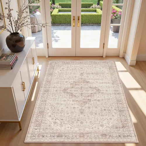 Miniatura 59 de Rugxara Alfombra de entrada lavable de 3 x 5, alfombras de pasillo bohemias antideslizantes para pasillo, entrada, cocina, baño, cuarto