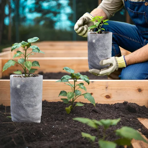 Miniatura 6 de Belit 50 Piezas Bolsas de Vivero No Tejidas, Macetas Contenedoras de Plántulas para Vegetales, Flores, Cultivo de Plantas (9.1"x9.3")