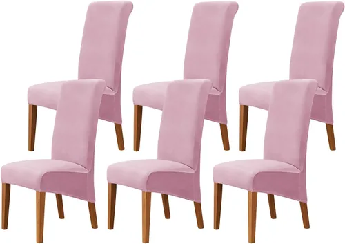 Miniatura 39 de Juego de 2 fundas de terciopelo para sillas de comedor, color beige, fundas elásticas para sillas de comedor y cocina, reutilizables, protector