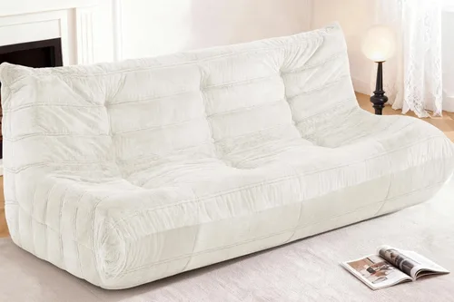 Miniatura 87 de Puf para adultos, silla puf grande, sillón con relleno de espuma viscoelástica para el hogar, apartamento o sala de juegos, gris afelpado Felpa gris