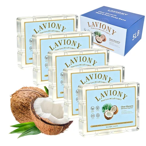 Miniatura 8 de Base de jabón de glicerina transparente - Base de jabón para derretir y verter hidratante para manualidades, precortada, 100% natural y suave