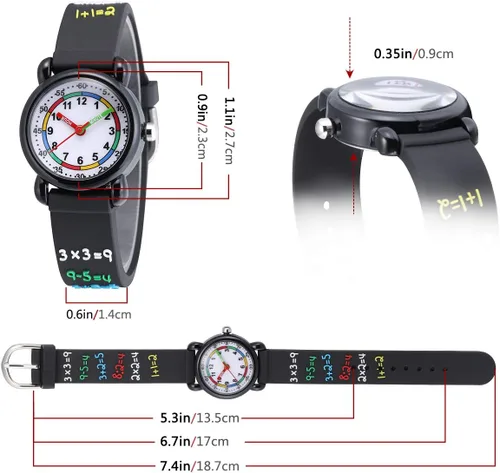 Miniatura 5 de Jewtme Lindos relojes para niños pequeños de 3 a 8 años, reloj analógico de dibujos animados con banda de silicona 3D para niñas y niños pequeños