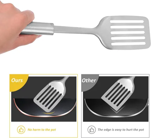 Miniatura 8 de BESPORTBLE Utensilios de cocina de acero inoxidable resistentes al calor con diseño ergonómico para cocinar en casa y almacenamiento ordenado