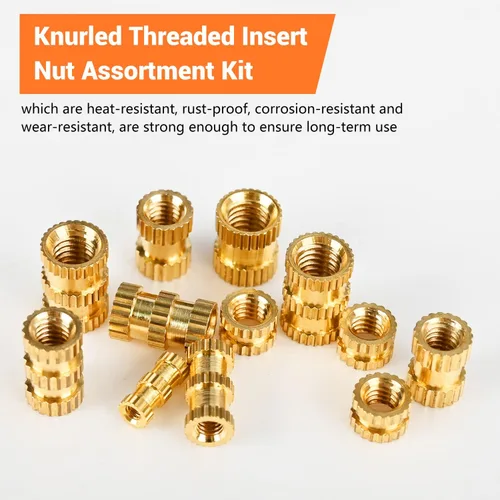 Miniatura 8 de Canitu 420 piezas de insertos roscados, M2 M3 M4 M5 hembra rosca métrica incrustación métrica tuercas surtidas kit surtido de latón inserto de calor