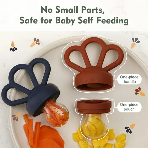 Miniatura 4 de Carrot Baby - Alimentador de alimentos de frutas frescas y paquete de 2 alimentadores de malla de silicona, autoalimentación segura para bebés