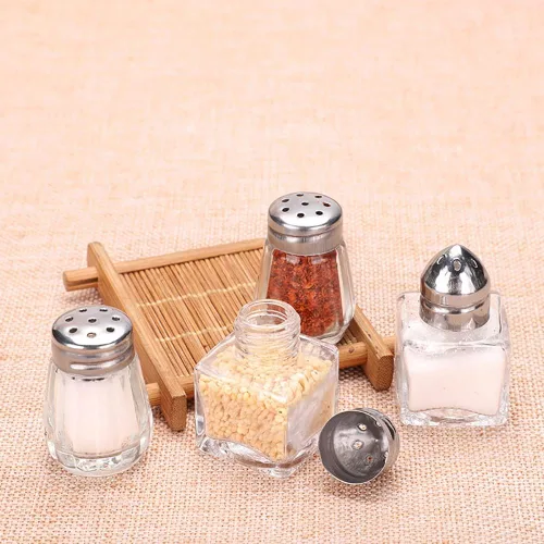 Miniatura 3 de Paquete de 12 mini saleros de especias, sal y pimienta, especias, condimentos – Tapa de acero inoxidable y tarros de vidrio – Sostiene suministros