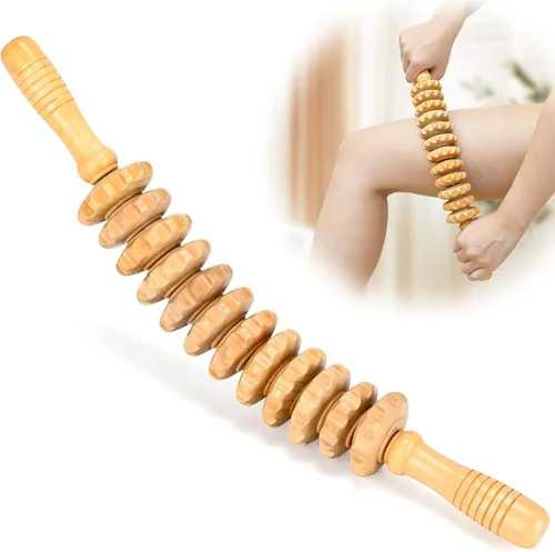 Herramientas de rodillo de masaje de terapia de madera curvada, masajeador de drenaje linfático de madera, herramienta de masaje para celulitis y
