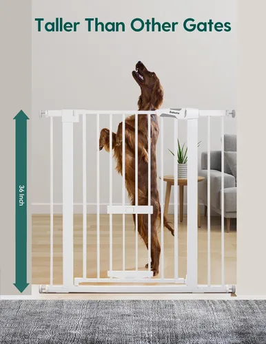 Miniatura 2 de BABELIO Puerta de bebé extra alta de 36 pulgadas con puerta para gatos, puerta de metal para perros de 29 a 40 pulgadas, puerta para gatos