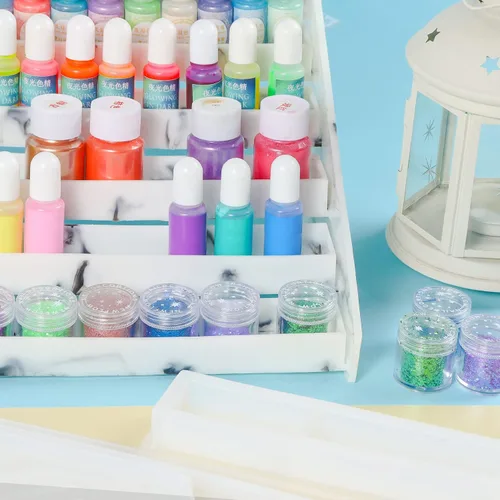 Miniatura 6 de Organizador de exhibición, moldes de silicona de resina epoxi, juego de 7 niveles para lápiz labial, maquillaje, esmalte de uñas, pigmento y joyería