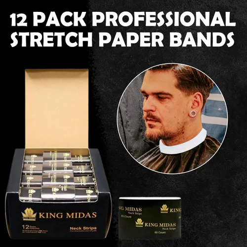 Miniatura 5 de King Midas Empire Neck Bandas de papel elásticas profesionales – Paquete de 12 accesorios desechables para corte y peinado para salones y barberos