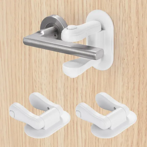 Miniatura 7 de Inaya Cerradura de palanca de puerta a prueba de niños (paquete de 4) - Cerradura de manija de puerta - Adhesivo 3M - Diseño minimalista