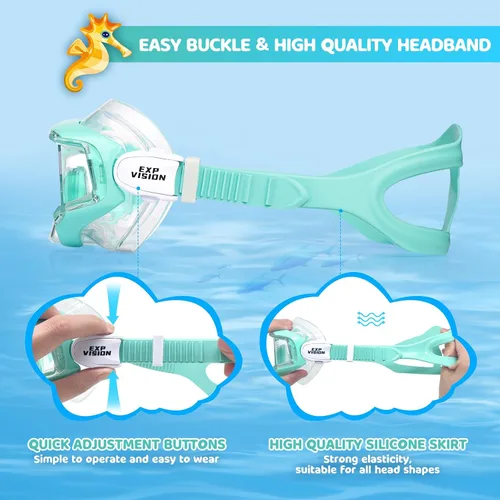 Miniatura 5 de Máscara de natación para niños, gafas de natación antivaho de 180° para niños, máscara de buceo, a prueba de fugas, con cubierta de nariz para niños
