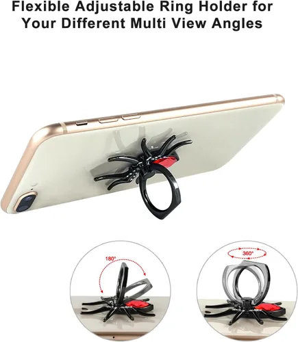 Miniatura 2 de Aircawin - 2 soportes para anillo de teléfono celular, diseño de araña, lindo soporte de dedo para teléfono, soporte para teléfono con 4 soportes