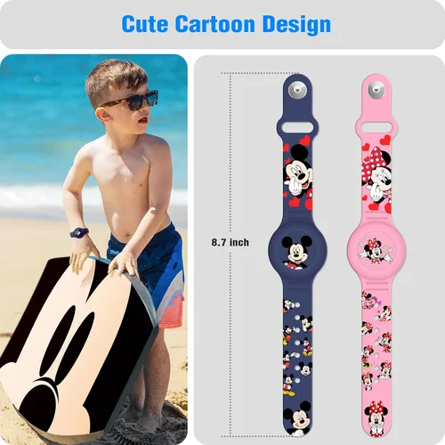 Miniatura 2 de Pulsera impermeable de Airtag para niños [Paquete de 2], lindo soporte de Air Tag con diseño oculto de dibujos animados para niños con cobertura