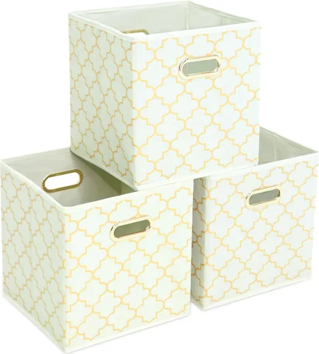 Miniatura 18 de Contenedores de almacenamiento de tela, organizadores de tela con asa, cubos plegables para almacenamiento de tela o accesorios, 11 x 11 x 11 Naranja