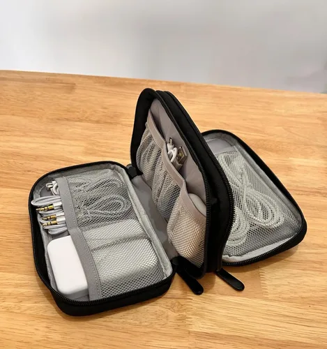 Miniatura 3 de Travel Tech - Bolsa de transporte portátil para artículos electrónicos, estuche de viaje, organizador de tecnología portátil, bolsa