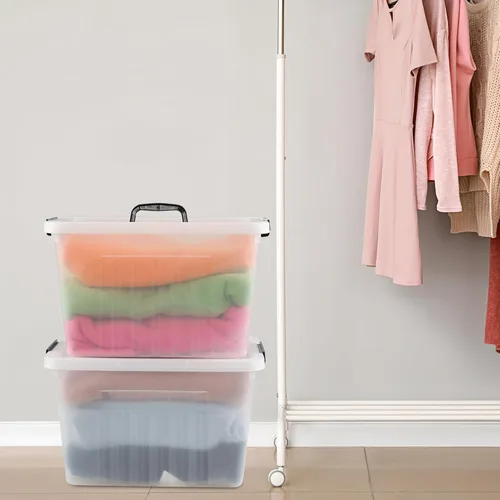 Miniatura 6 de Bringer - Paquete de 4 cajas de plástico transparente, contenedor de almacenamiento de 18 L con asa top carrying handle, secure latching buckles