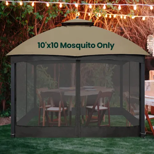 Miniatura 6 de OLILAWN Mosquitera Universal de Repuesto para Cenador, Malla Protectora para Toldo Exterior de 10' x 10', Cortina de Pared Lateral de 4 Paneles