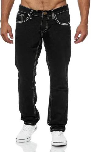 Jeans negros apilados para hombre, jeans rasgados y rasgados, pantalones de mezclilla rectos Harajuku, pantalones de hip hop, ropa de calle