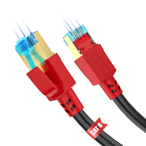 Miniatura 11 de AOPOCKAN TECH Cable Ethernet Cat 8 de 30 pies blindado, exterior e interior, cable de red Cat8 de alta velocidad 26AWG Cat8, 40 Gbps, cable de Negro