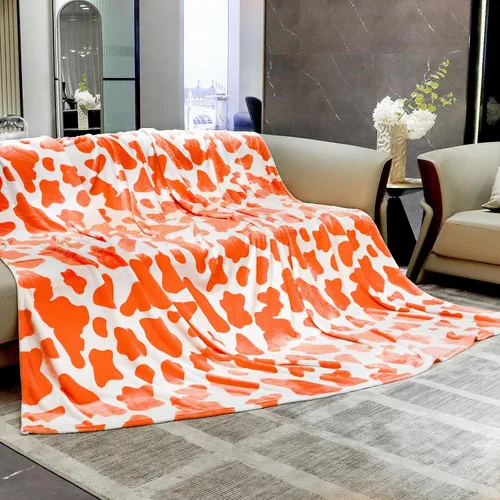Miniatura 32 de HSEEC Manta de felpa azul con estampado de vaca, manta pequeña de franela de forro polar suave para sofá, 40 x 50 pulgadas