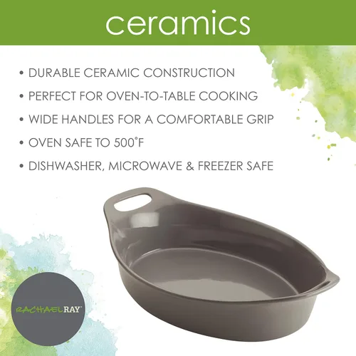 Miniatura 5 de Rachael Ray Cerámicas Fuente Ovalada, 1.4 litros, Gris