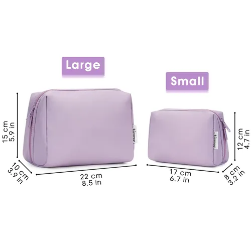 Miniatura 5 de Narwey Bonita bolsa de maquillaje de viaje, bolsa organizadora de cosméticos, bolsa de aseo con compartimentos para mujeres y niñas (grande, morado)