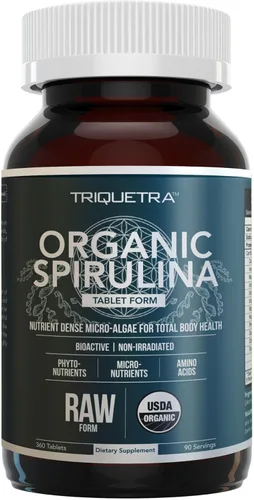 Tabletas de espirulina orgánica (360 tabletas) – Hecho con Parry® Spirulina, la mejor espirulina del mundo, mayor densidad de nutrientes – no