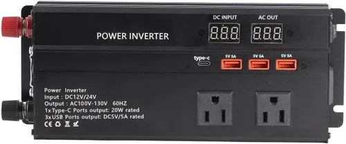 Miniatura 4 de para inversor 12v a 110v Gorgeri Metal 6000W DC 12V a AC 110V convertidor de coche USB adaptador de coche con pantalla LCD