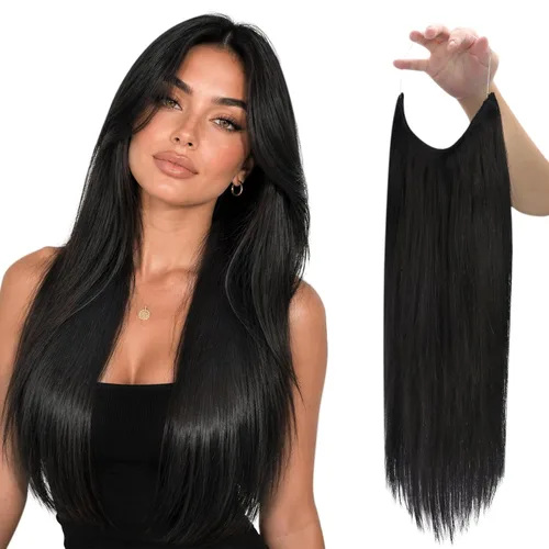 Miniatura 58 de Fshine - Extensiones de cabello con hilo invisible de 12 pulgadas, color rubio ceniza con reflejos de rubio decolorado, pieza de cabello humano real
