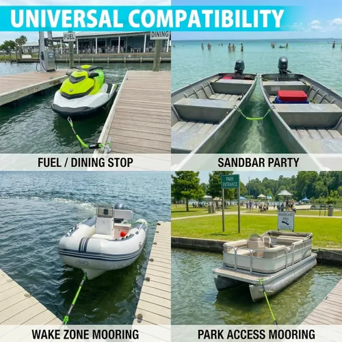 Miniatura 6 de Obcursco Línea de muelle elástico, línea de muelle de moto acuática con clips dobles de acero inoxidable 316, cuerda de acoplamiento