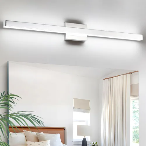 Miniatura 14 de Barra de luz LED moderna para tocador de baño (16 pulgadas, blanco frío 6000 K), accesorios de iluminación de pared de baño de acrílico moderno