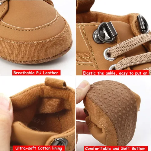 Miniatura 5 de COSANKIM Zapatos deportivos para bebé niño y niña, zapatos de tobillo altos, antideslizantes, suela suave, zapatos de cuna para niños pequeños