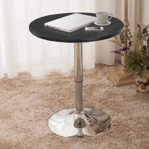 Miniatura 8 de Yaheetech Mesa de bar con parte superior de MDF color negro y base de patas color plateado, ajustable, capacidad de 66 libras., Negro