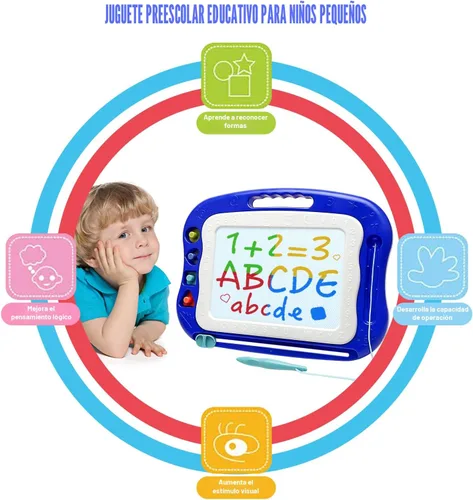 Miniatura 3 de Tablero de Dibujo Magnético, Tablero Grande de Garabatos Juguetes para Niñas y Niños de 3 4 5 6 7 Años Regalo para Niños Etch A Sketch Colorido Azul