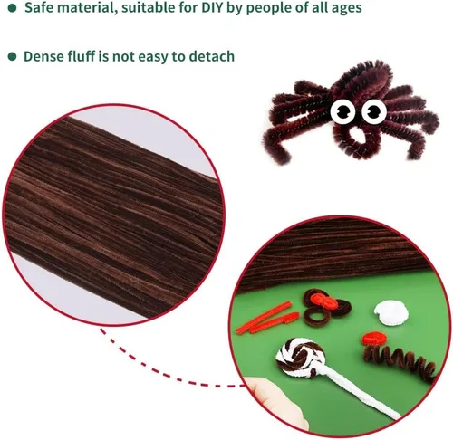 Miniatura 5 de 150 piezas de limpiapipas de chenilla marrón oscuro, limpiapipas peludos, bricolaje para manualidades creativas hechas a mano, proyectos de arte