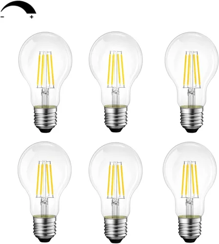 Miniatura 9 de Bombillas LED E26, equivalente a 40 W, 4000 K, bombilla de filamento LED clásico de vidrio transparente A19, no regulable, paquete de 6 4000 K