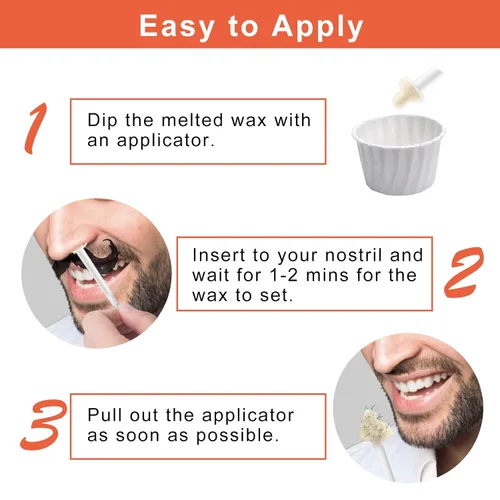 Miniatura 4 de Kit de cera para el cabello de nariz y orejas para hombres y mujeres, 3.53 onzas de cera con 20 aplicadores, solución segura para el cuidado