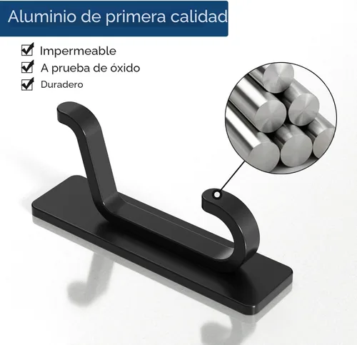 Miniatura 6 de pickpiff Paquete de 12 ganchos de pared para abrigo y toalla: colgador adhesivo de puerta de 13 libras, color negro