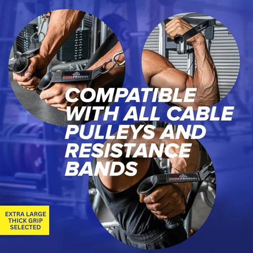 Miniatura 7 de Core Prodigy Asas de ejercicio resistentes - Accesorios de agarre para poleas de máquinas de cable, equipos de gimnasio, bandas de resistencia
