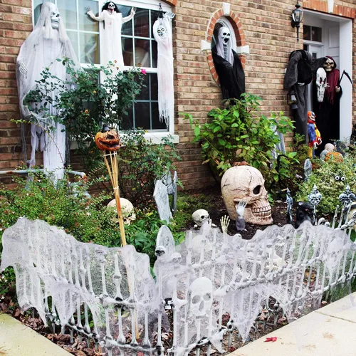 Miniatura 3 de Paquete de 4 paños espeluznantes de Halloween de tela espeluznante de tela suelta de gasa de gasa extraña para decoración de fiesta de Halloween