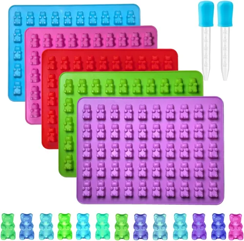 Miniatura 19 de Moldes redondos para caramelos de gomitas, 220 moldes de silicona para caramelos con 2 cuentagotas para caramelos duros, gomitas, caramelos