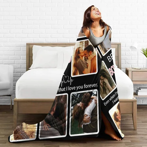 Miniatura 6 de Manta personalizada con collage de fotos, para hermana, amiga, madre, padre, familia, mascotas, parejas, en Navidad, cumpleaños, aniversario, regalo