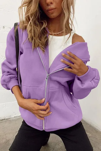 Miniatura 4 de AUTOMET Womens Zip Up Hoodies Long Sleeve Fall Oversized Sweatshirts Fleece Y2K Jacket with Pockets