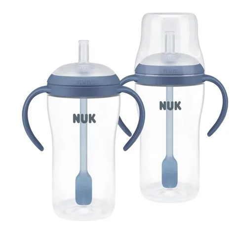 NUK Perfect Match - Taza de aprendizaje con pajita, 8 onzas, paquete de 2 – Pajita suave, asas de fácil agarre, sin BPA, taza de transición a prueba